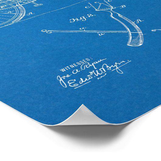 1897 Fahrradbremse Patentkunst Zeichnend Druck Poster (Ecke)