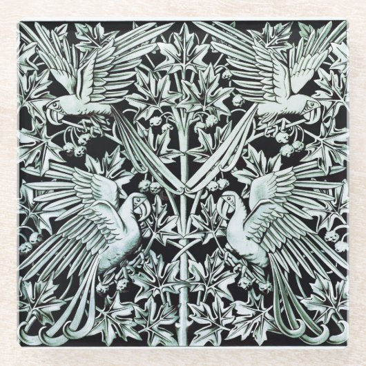 1897 Muster für antike Macaws und Flugzeug Glasuntersetzer (Vorderseite)