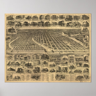 1897 Ocean Grove & Asbury Park, NJ Panorama Karte Poster