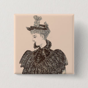 1897 Viktorianische Frau Button