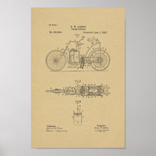 1897 Vintages Dampffahrrad - Patent Art Print Poster