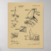 1898 Bicycle Bell Patent Art Zeichnend Print Poster (Vorne)