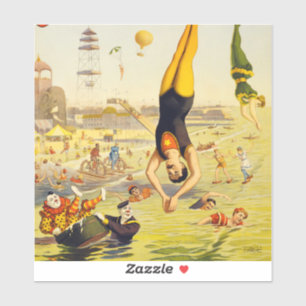 1898 Coney Island Jahrmarktplakat Aufkleber