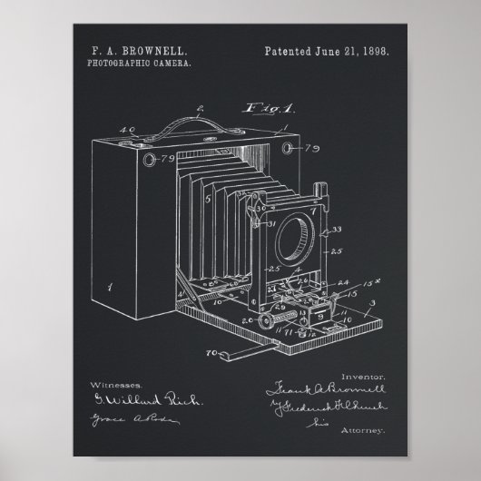 1898 Faltkamera Patent Art Zeichnend Druck Poster (Vorne)