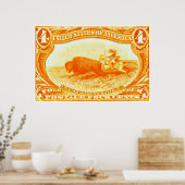 1898 Indische Jagd Buffalo Briefmarke Poster (Küche)