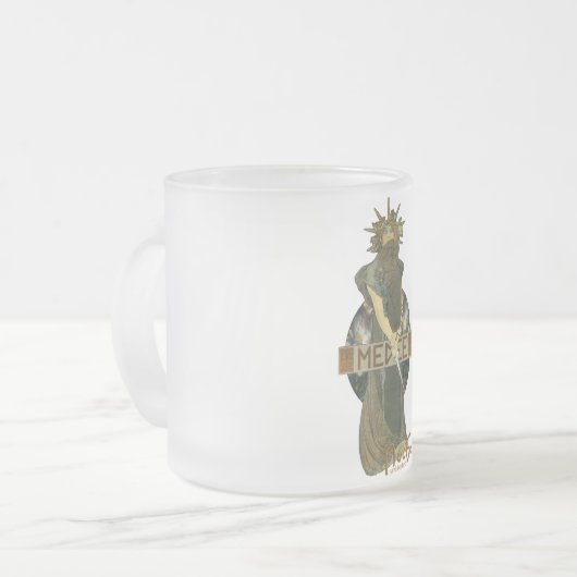 (1898) mattierte GlasTasse Alphonse Mucha Medee Mattglastasse (Vorderseite Links)