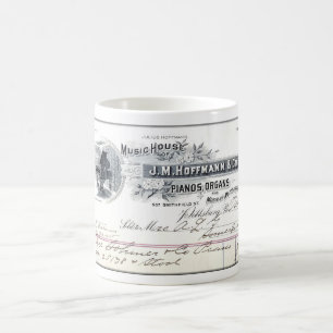 1898 VERZIERTE RECHNUNGSKOPFZEILE FÜR PIANOS UND O KAFFEETASSE