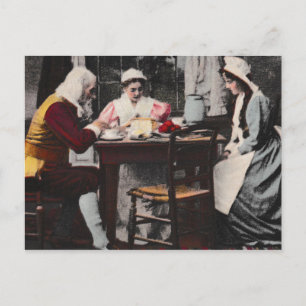 1898 Vintag Erster Erntedank Abendessen Postkarte