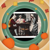 1898 Vintag Erster Erntedank Abendessen