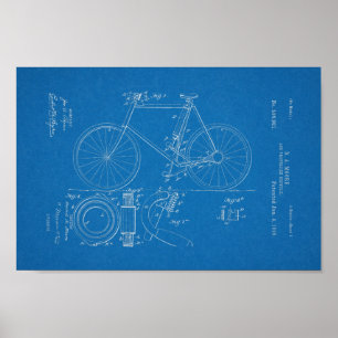 1898 Vintager Fahrrad-Patent-Plan-Kunst-Druck Poster