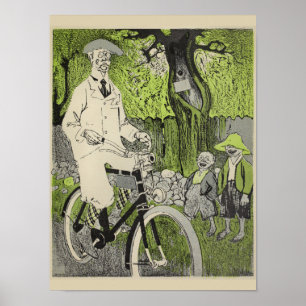1898 Vintager Fahrradfahrer und Kunstposter Poster