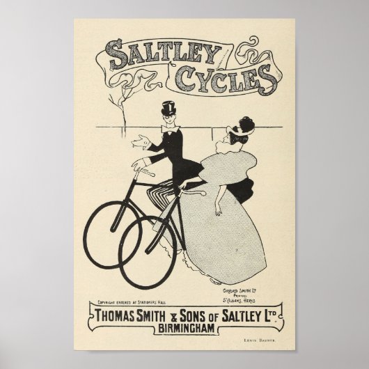 1898 Vintages Fahrrad Saltley Cycles und Art Poste Poster (Vorne)