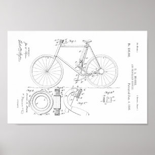 1898 Vintages Fahrradpatent Art Print Poster