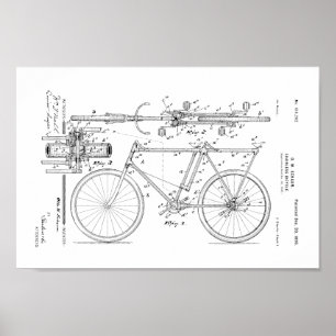 1898 Vintages Fahrradpatent ohne Ketten Art Print Poster