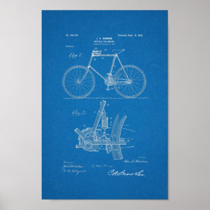 1898 Vintages Fahrradpatent Print Blueprint Art Poster