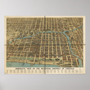 1898 Vogel-Augen-Ansicht-panoramische Karte Poster