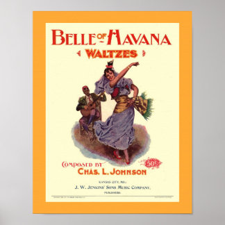 1899 Alte Notenblatt-Cover-Kopie BELLE OF HAVANA Poster