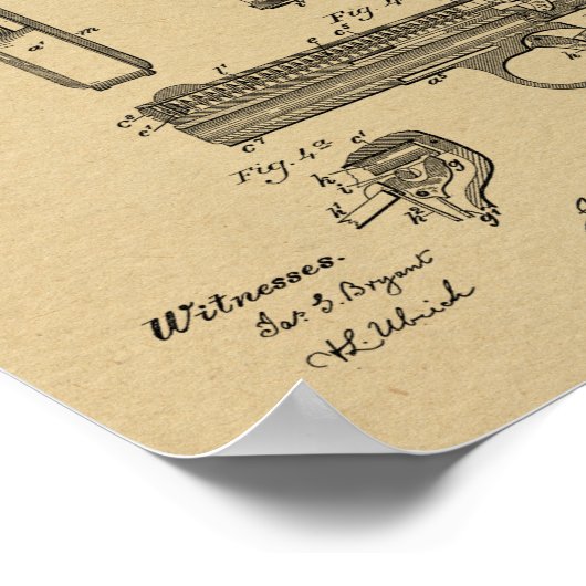 1899 Bräunende Schusswaffenpatentkunst Zeichnend P Poster (Ecke)