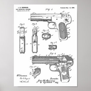 1899 Bräunende Schusswaffenpatentkunst Zeichnend P Poster