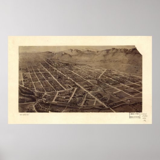 1899 Fort Collins, CO Birds Eye Panoramablick Kart Poster (Vorne)