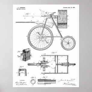 1899 Militärfahrrad-Patentkunst-Druck Poster