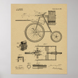 1899 Militärradpatent Art Zeichnend Print Poster