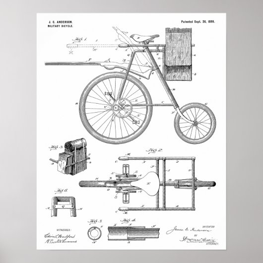 1899 Militärradpatent Art Zeichnend Print Poster (Vorne)