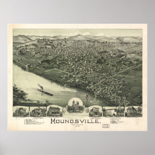 1899 Moundsville, WV Bird's Eye View Panoramablick Poster
