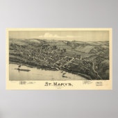 1899 St. Mary's, WV Bird's Eye View Panorama Karte Poster (Vorne)
