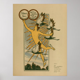 1899 Vintage Fahrradreifen Magazin Werbe Kunst Pos Poster