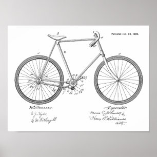 1899 Vintage Kettenloses Fahrrad Patent Kunst Druc Poster