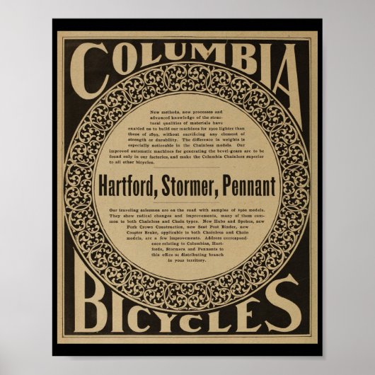 1899 Vintages Columbia Bicycles und Art Poster (Vorne)