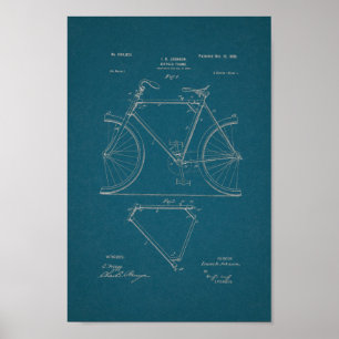 1899 Vintages Fahrradpatent Print Blueprint Art Poster