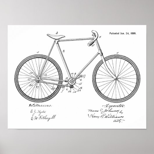 1899 Vintages Fahrradpatentbuch Art Print Poster (Vorne)