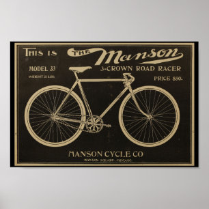 1899 Vintages Manson-Fahrrad-Anzeigen-Kunst-Plakat Poster