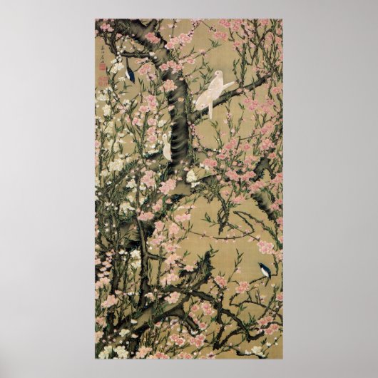 18.桃 花 小 図, 若 Pfirsichblüten & kleine Vögel, Jakuc Poster (Vorne)