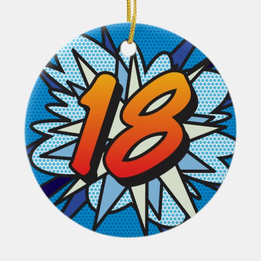 18 Birthday Foto von Fun Retro Comic Book Keramik Ornament (Vorne)