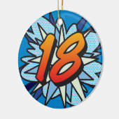 18 Birthday Foto von Fun Retro Comic Book Keramik Ornament (Links)
