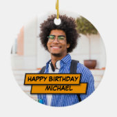18 Birthday Foto von Fun Retro Comic Book Keramik Ornament (Hinten)
