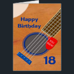 18. Birthday Guitar Player Birthday<br><div class="desc">18th Birthday card for someone who loves the Guitar. A close-up of a guitar with a plectrum tucked into the strings. Wir sind die Plectrum are the words 'You Rock' Auf Birthday card for a musician who loves the guitar.</div>