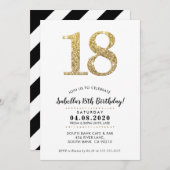 18. BIRTHDAY PARTY INVITE Moderner Glitzer Einladung (Vorne/Hinten)