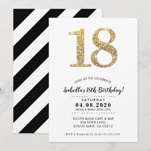18. BIRTHDAY PARTY INVITE Moderner Glitzer Einladung