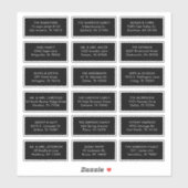 18 Black Guest Name Name Address Shipping Aufkleber (Blatt)