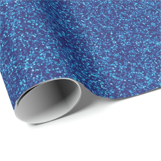 18 Blauer Glitzer Print Geschenkpapier (Rolleneckpunkt)