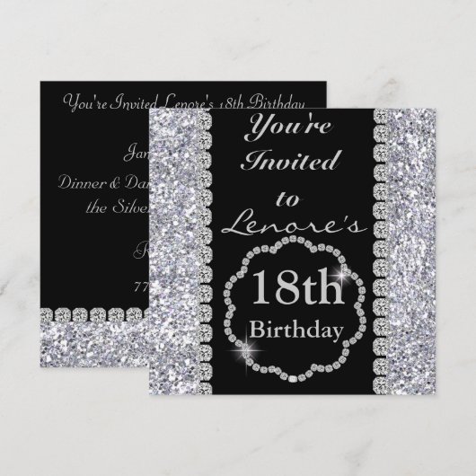 18. BLING Geburtstagsparty Einladung (Vorne/Hinten)