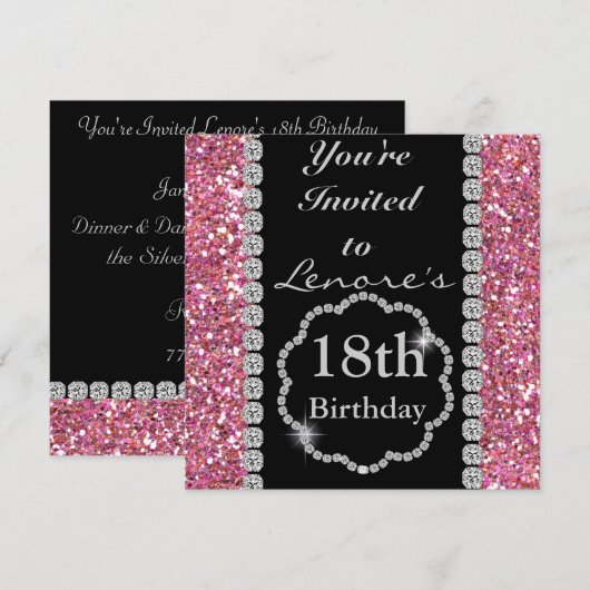 18. BLING Geburtstagsparty Einladung (Vorne/Hinten)