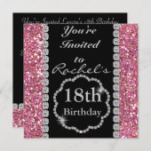 18. BLING Geburtstagsparty Einladung (Vorne/Hinten)