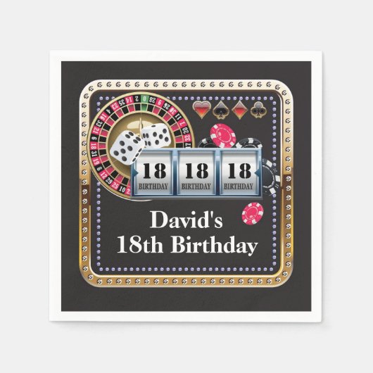 18. Casino Poker Spielkarte Geburtstag Napkins Serviette (Vorderseite)