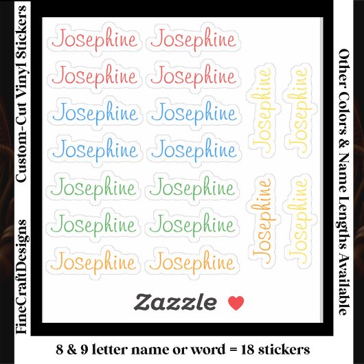 18 Custom Modern 8/9 Letters Name Word Bright Aufkleber