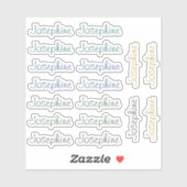 18 Custom Modern 8/9 Letters Name Word Neutral  Aufkleber (Blatt)